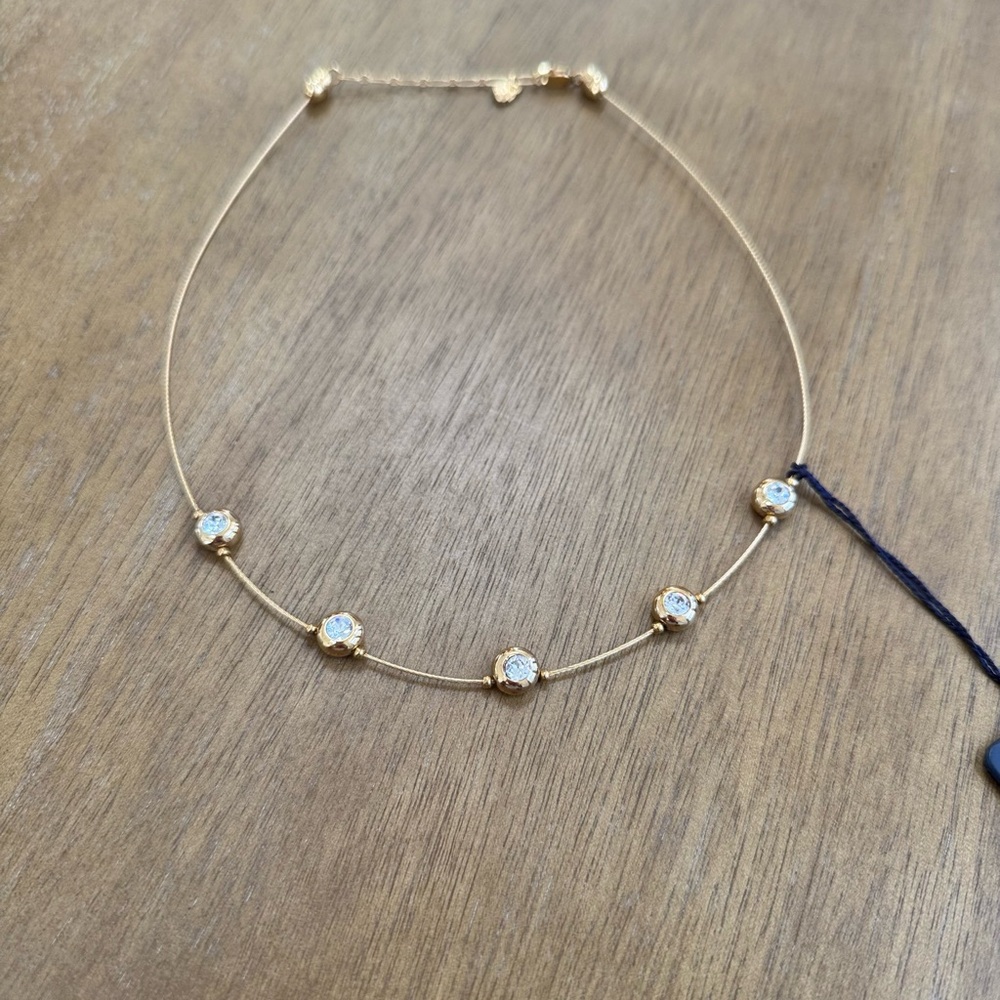 Swarovski Wire Gold Necklace with crystals - Picture 2 of 3